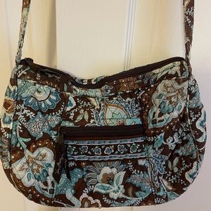 Vera Bradley small handbag purse quilted paisley print brown turquoise
